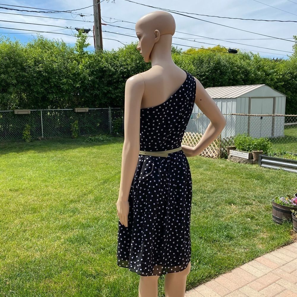 ❤️Last Chance WHBM polka dot print one shoulder dress size 2 - Picture 4 of 9